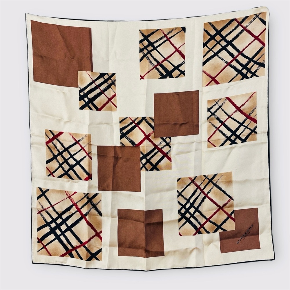 BURBERRY Vintage Silk Check Scarf 22” Square Nova Check Logo - Picture 3 of 13